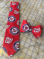 Washington Nationals MLB Neckties in bow tie, skinny tie, and standard tie styles, kids or adult sizes