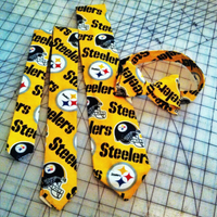 Pittsburgh Steelers NFL Neckties in bow tie, skinny tie, and standard tie styles, kids or adult sizes