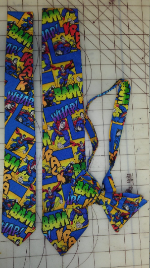 Superman DC Comic Neckties in bow tie, skinny tie, and standard tie styles, kids or adult sizes