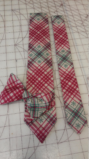 Vintage Plaid Snowflake Neckties in bow tie, skinny tie, and standard tie styles, kids or adult sizes