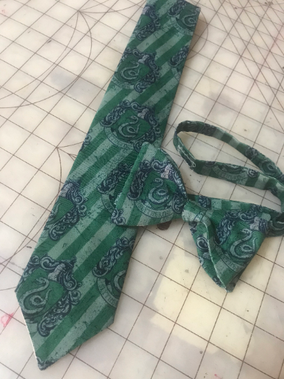 Harry Potter Slytherin House Neckties in bow tie, skinny tie, and standard tie styles, kids or adult sizes