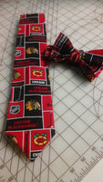 Chicago Blackhawks NHL Neckties in bow tie, skinny tie, and standard tie styles, kids or adult sizes