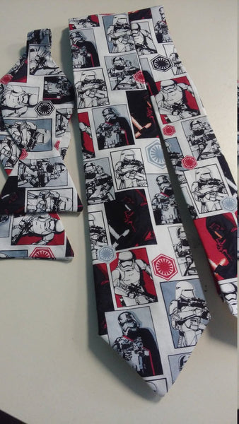 Imperials and Kylo Ren Star Wars Neckties in bow tie, skinny tie, and standard tie styles, kids or adult sizes