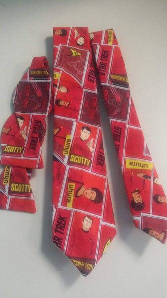 Star Trek Neckties featuring Uhura and Scotty Neckties in bow tie, skinny tie, and standard tie styles, kids or adult sizes