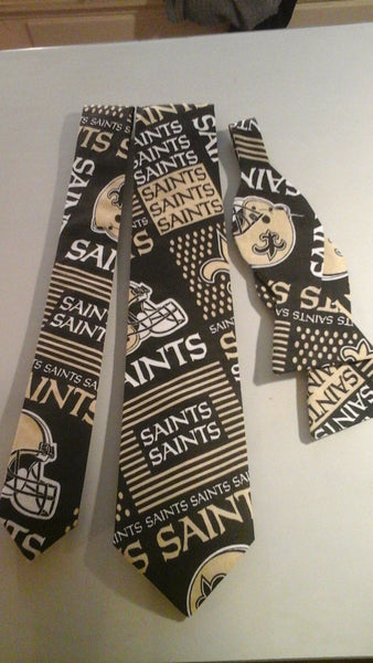 NFL New Orleans Saints Face Mask or Neckties in bow tie, skinny tie, and standard tie styles, kids or adult sizes