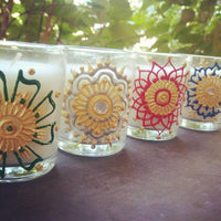 Mini Votive Candles w/ Hand-Painted Henna Designs