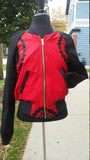 African Wax Block Cotton Reversible Unisex Bomber Jacket made from Red and Black Ankara fabric from Ghana