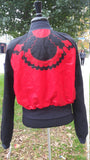 African Wax Block Cotton Reversible Unisex Bomber Jacket made from Red and Black Ankara fabric from Ghana