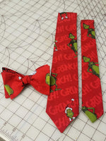 Dr. Seuss' The Grinch Red Christmas Neckties in bow tie, skinny tie, and standard tie styles, kids or adult sizes