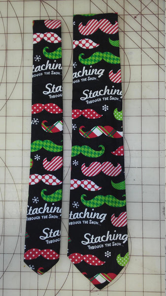 Christmas Mustache Neckties in bow tie, skinny tie, and standard tie styles, kids or adult sizes