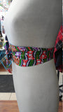 Reversible Ankara Obi Belt in African Wax Block Vlisco Cotton and Denim