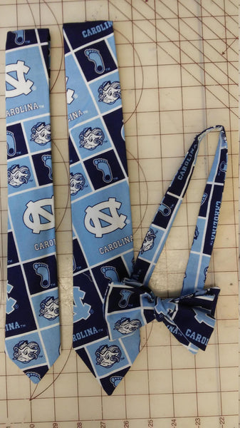 University of North Carolina Tar Heels Neckties in bow tie, skinny tie, and standard tie styles, kids or adult sizes