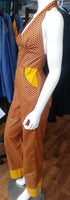 Fitted Halter Jumpsuit, in African Wax Block Cotton