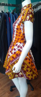 Ankara Dress with Mandarin Neckline Made from African Wax Block Cotton