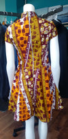 Ankara Dress with Mandarin Neckline Made from African Wax Block Cotton