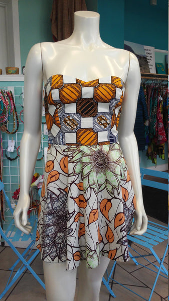 Vlisco Ankara Bombshell Mini Dress in African Wax Block Cotton