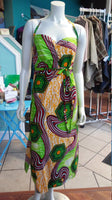 Halter Wrap Dress in African Wax Block Cotton