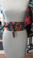 Reversible Ankara Obi Belt in African Wax Block Vlisco Cotton and Denim