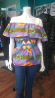 Ankara Wax Block Flounce Top in GTP African bird cotton