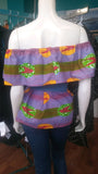 Ankara Wax Block Flounce Top in GTP African bird cotton