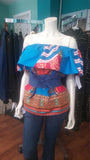 Ankara Wax Block Flounce Top in African Dashiki Print Cotton