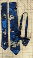 Space X Wing Fighter Star Wars Neckties in bow tie, skinny tie, and standard tie styles, kids or adult sizes