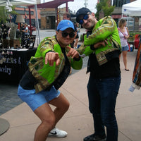 Lime Green Dashiki Unisex Bomber Jacket, Fully Reversible