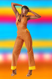 Fitted Halter Jumpsuit, in African Wax Block Cotton