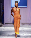 Fitted Halter Jumpsuit, in African Wax Block Cotton