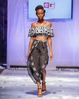 Off Shoulder African Batik Flounce Crop Top