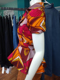 Peplum Blazer in Graphic Wax Block Ankara, with Short Sleeves and Hi Low hem