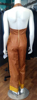 Fitted Halter Jumpsuit, in African Wax Block Cotton