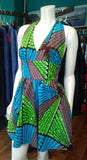 Flirty Halter Sundress in African Wax Block Cotton