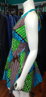 Flirty Halter Sundress in African Wax Block Cotton