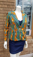 Fitted African Wax Block Cotton Blazer in ATL Ghanaian Fabric