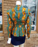 Fitted African Wax Block Cotton Blazer in ATL Ghanaian Fabric