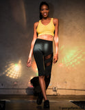 Performance Leggings with Sheer Mesh Cutouts in Cropped Capri Length