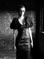 Couture Sequin Gown with Avant Garde Layered Lace Sleeves