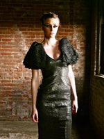 Couture Sequin Gown with Avant Garde Layered Lace Sleeves