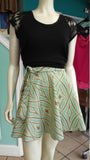 A-Line Canvas Wrap Skirt Turquoise and Gray