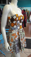 Vlisco Ankara Bombshell Mini Dress in African Wax Block Cotton