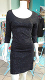 Lightweight Three-Quarter Sleeve Sparkle Scoop Neck Dress