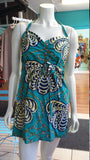 Halter Wrap Dress in African Wax Block Cotton