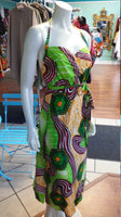 Halter Wrap Dress in African Wax Block Cotton