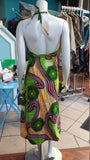 Halter Wrap Dress in African Wax Block Cotton