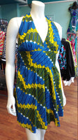 Flirty Halter Sundress in African Wax Block Cotton