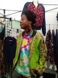 Lime Green Dashiki Unisex Bomber Jacket, Fully Reversible