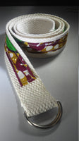 Ankara and Natural Canvas Belt with Adjustable D Ring Closure