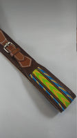 Vegan Leather and Ankara Belt with Adjustable Buckle Closure