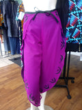 African Stamped Neon Purple and Black Chiffon Wrap Pants